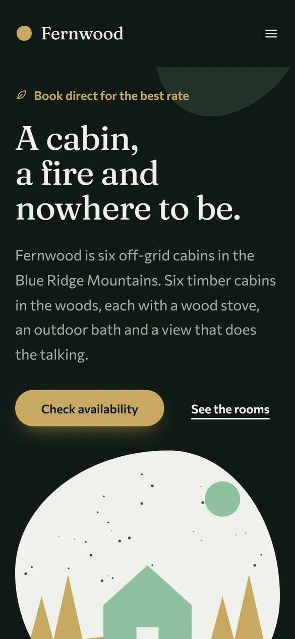 The Fernwood landing page Marquee generated