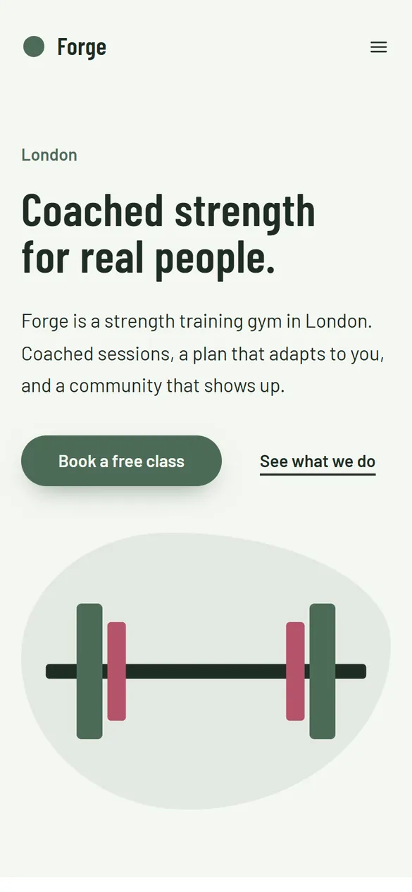 The Forge landing page Marquee generated