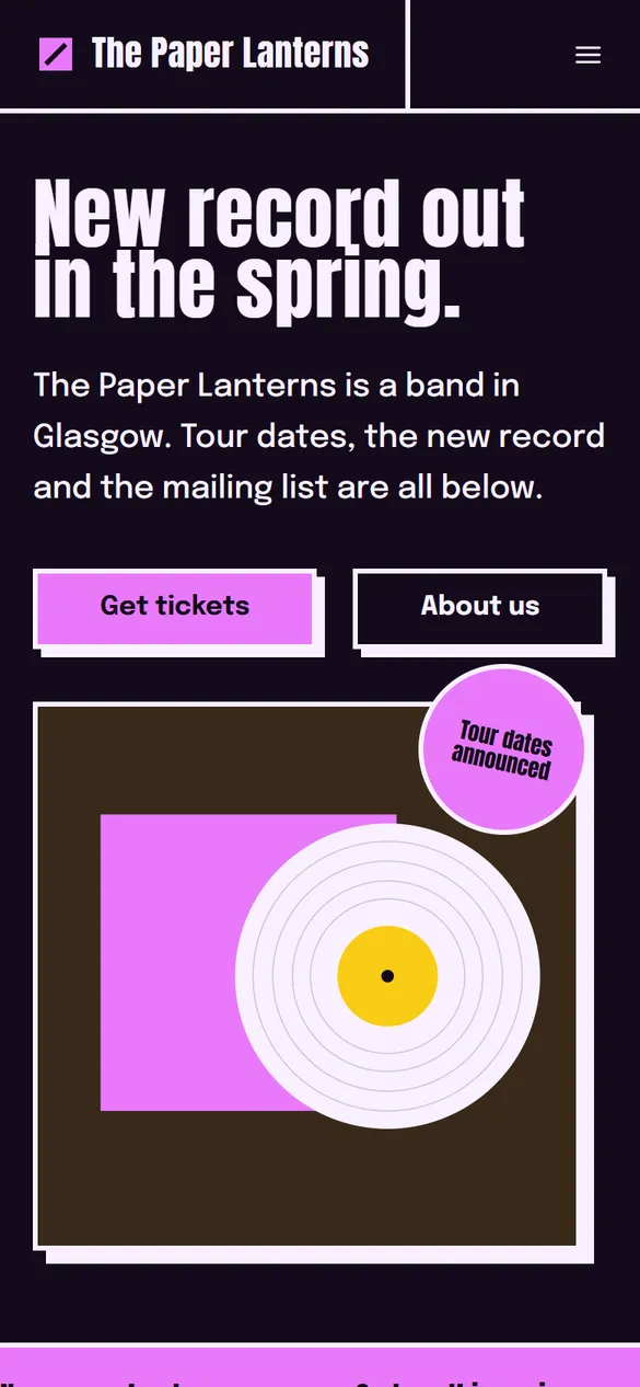 The The Paper Lanterns landing page Marquee generated