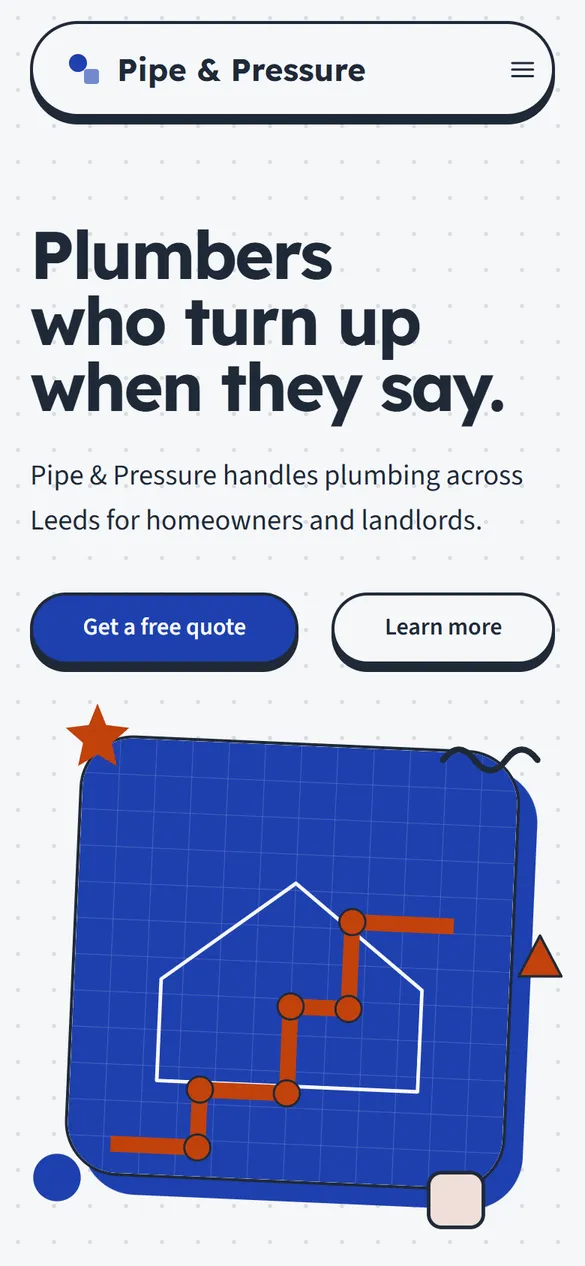 The Pipe & Pressure landing page Marquee generated