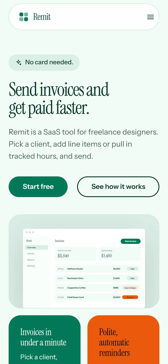 The Remit landing page Marquee generated