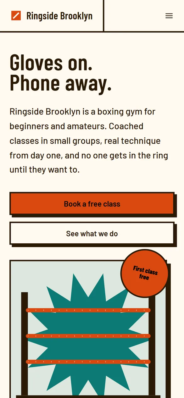 The Ringside Brooklyn landing page Marquee generated