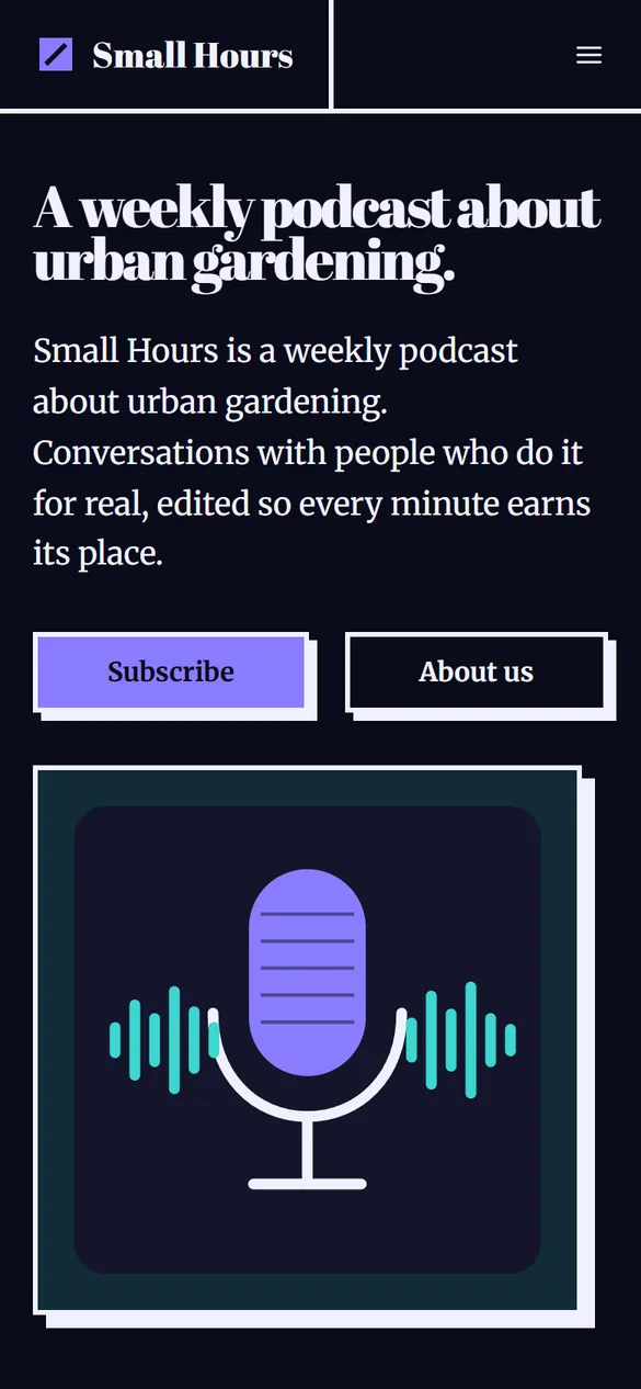The Small Hours landing page Marquee generated