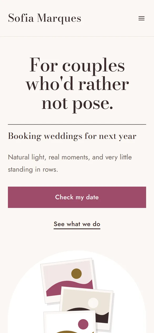 The Sofia Marques landing page Marquee generated