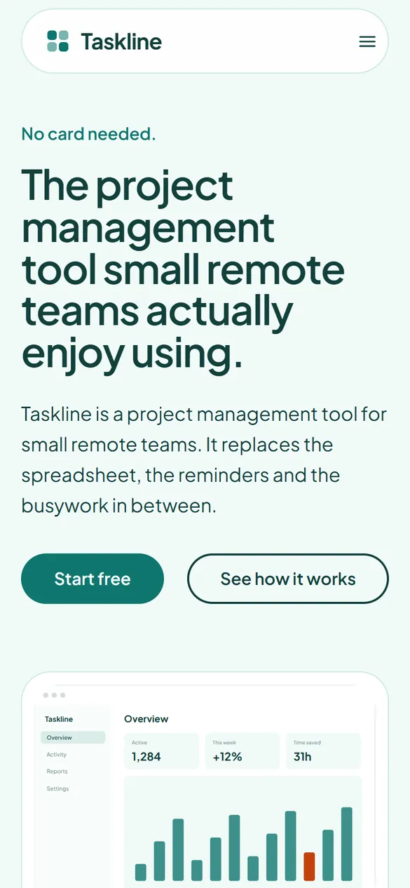 The Taskline landing page Marquee generated