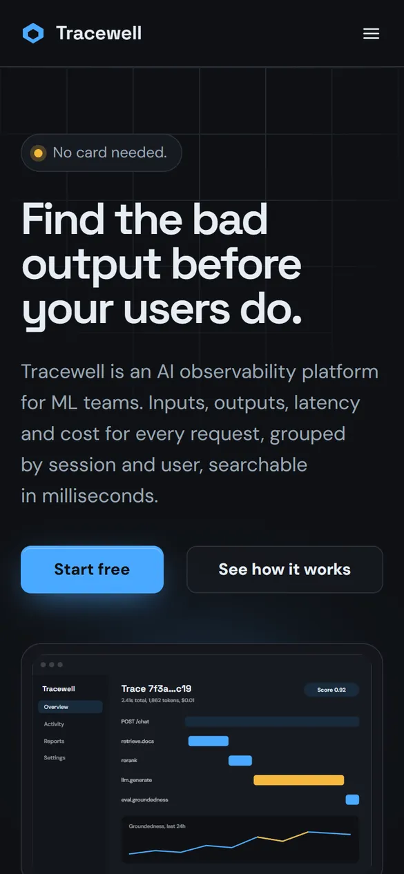 The Tracewell landing page Marquee generated